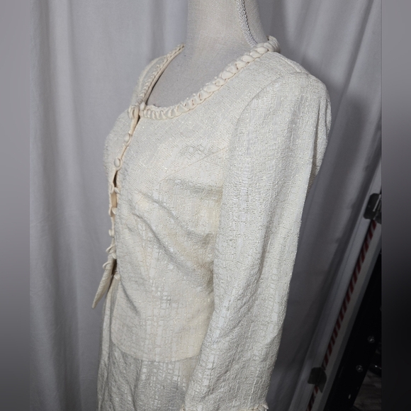 Vintage Donna Morgan Skirt And Jacket Set Ivory And Gold Sz 4 - Picture 6 of 11